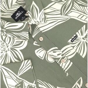 O'Neill Shirt Mens Small Green Floral Hawaiian Short Sleeve Seaside Button Aloha